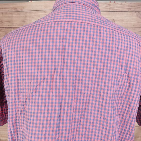 DANIEL CREMIEUX PERFORMANCE GINGHAM CHECK SEERSUCKER-LIKE BUTTON UP SHIRT L - Picture 5 of 7